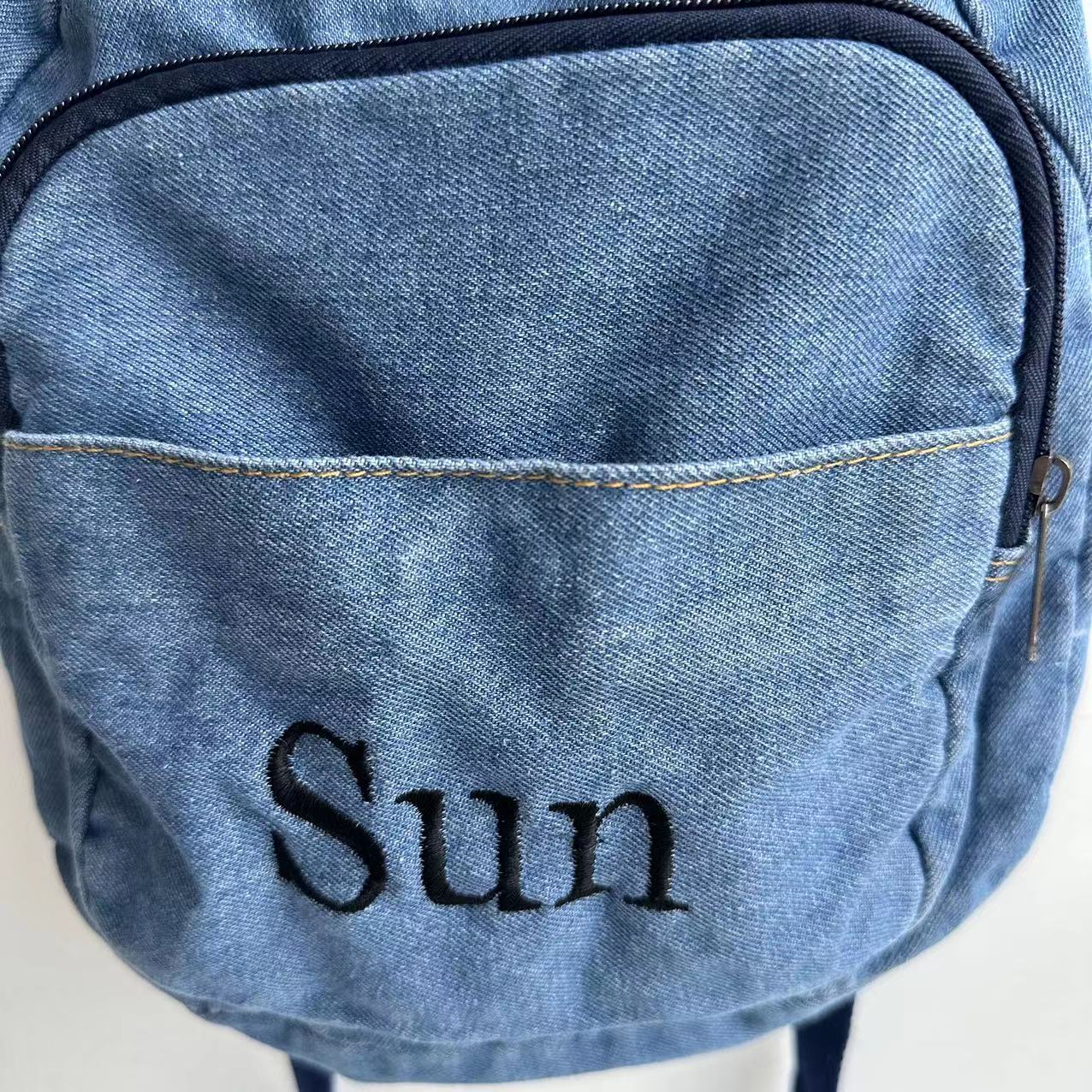 Sac à dos en denim brodé avec  - Canvas Backpack Casual avis et prix