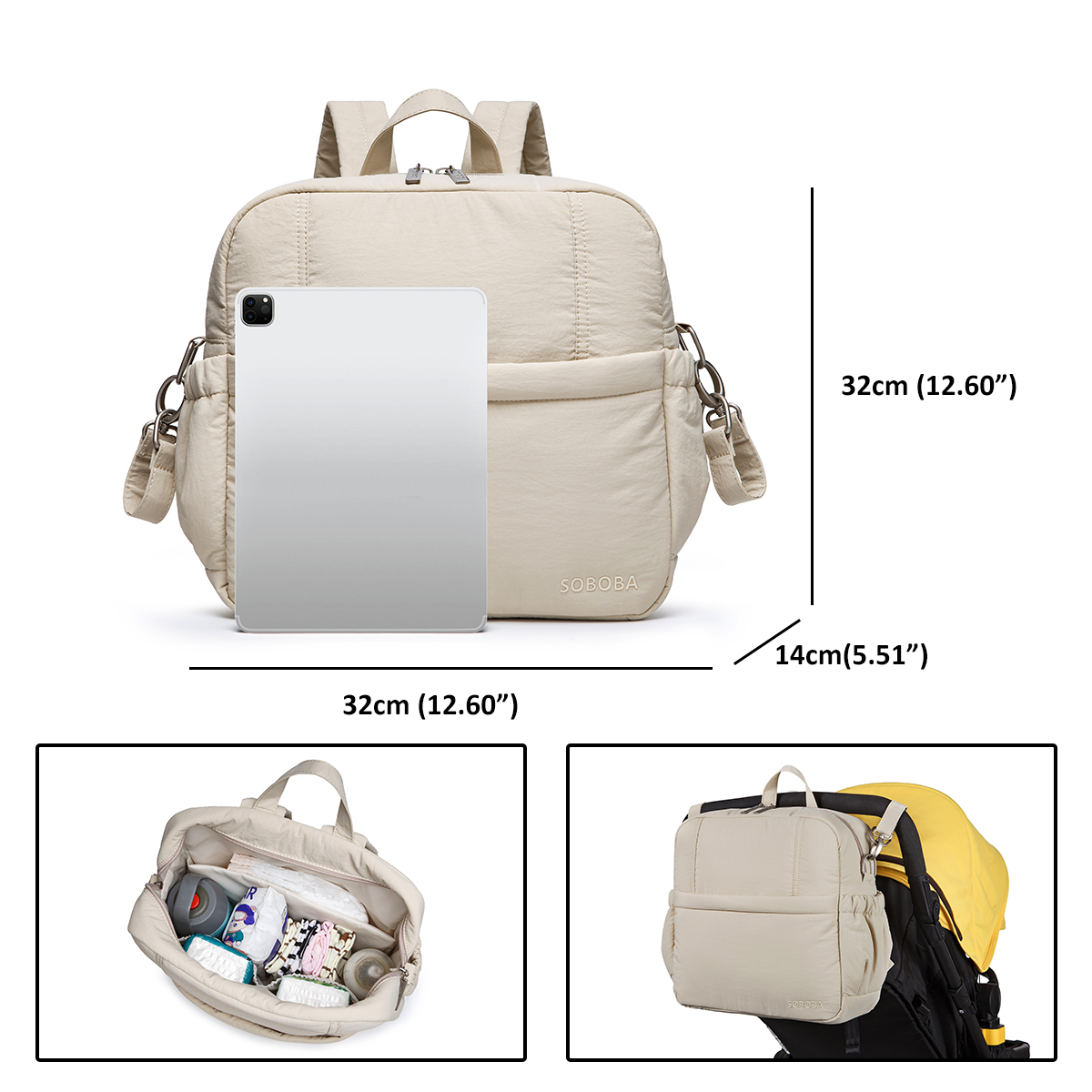 Sac à dos à couches Soboba gra - Backpack Diaper Bag avis et prix