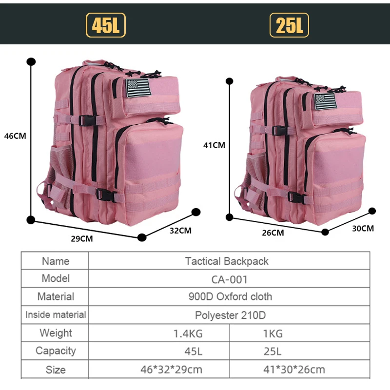 25L/45L 3P sac à dos tactique  - Urban Backpack Tactical avis et prix